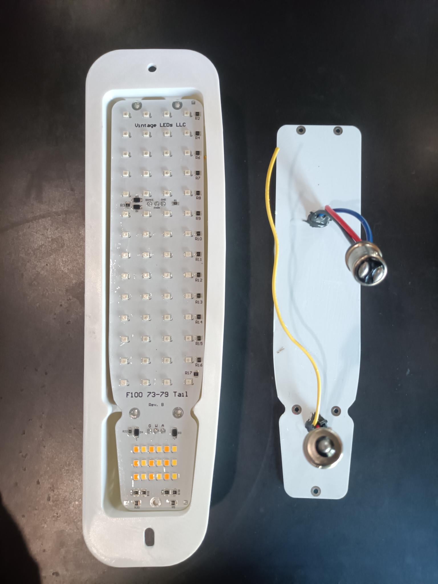 Amber Blinker LED Board Taillights with Factory Lens Kit for 1973-1979 Dentside Ford Trucks and 1978-1979 Ford Bronco