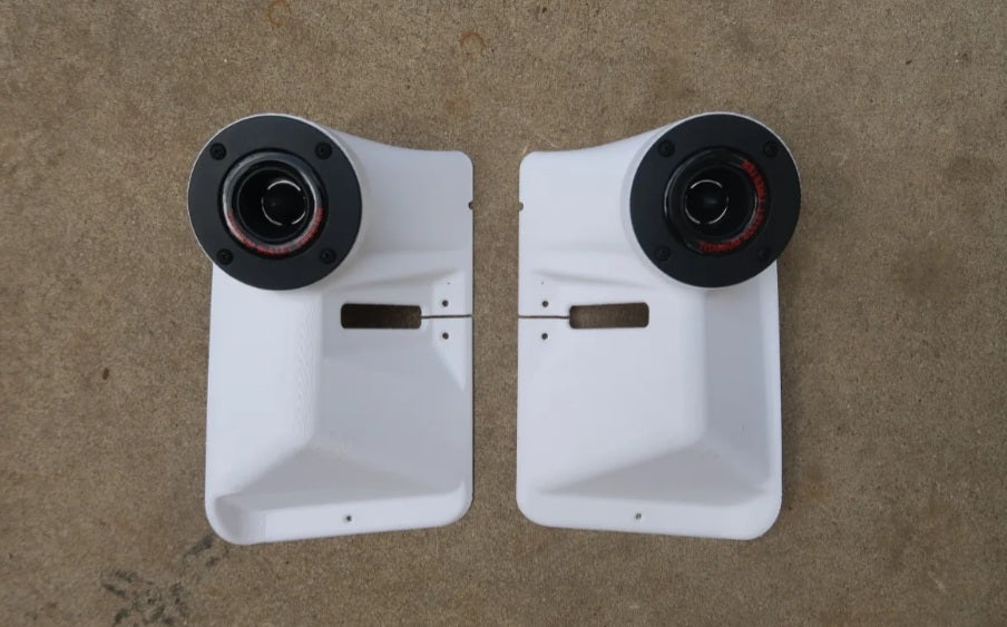 Regular Cab Seat Belt Covers with Titanium Tweeter Speaker Pod for 1973-1979 Dentside Ford Trucks