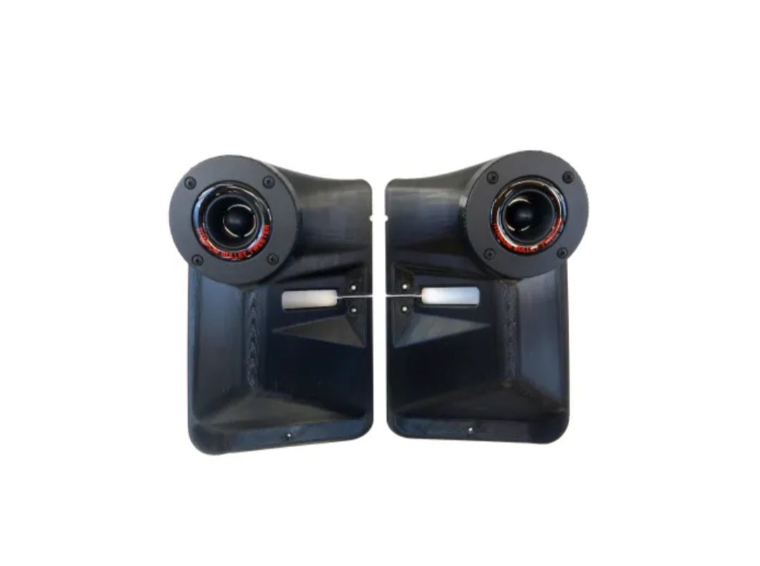 Regular Cab Seat Belt Covers with Titanium Tweeter Speaker Pod for 1973-1979 Dentside Ford Trucks