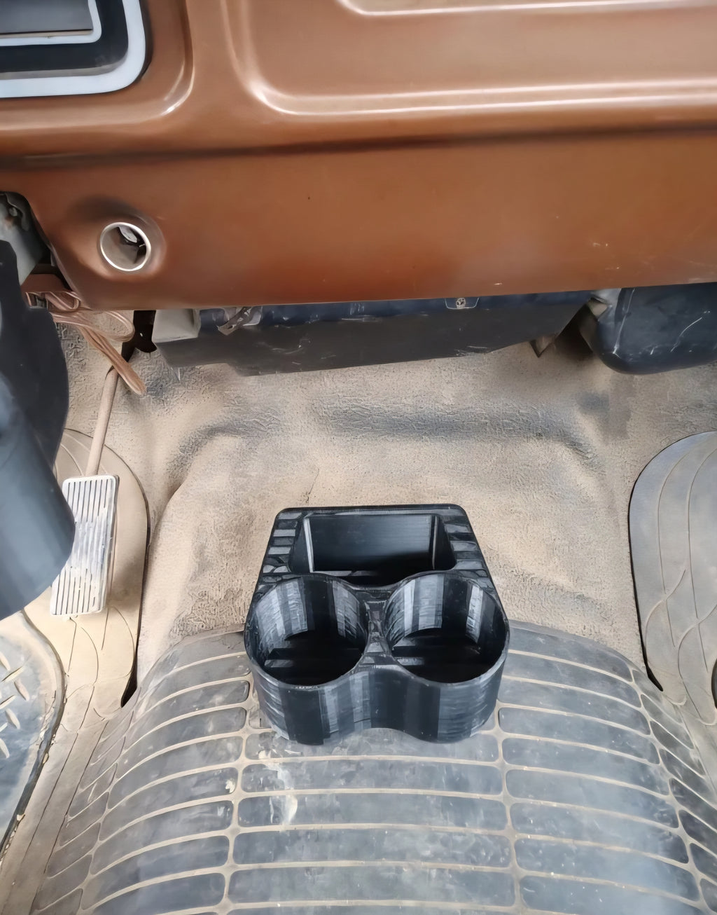 Floor Mount Flatty Cup Holder for the 1973-1979 Dentside Ford Trucks and 1978-1979 Ford Bronco