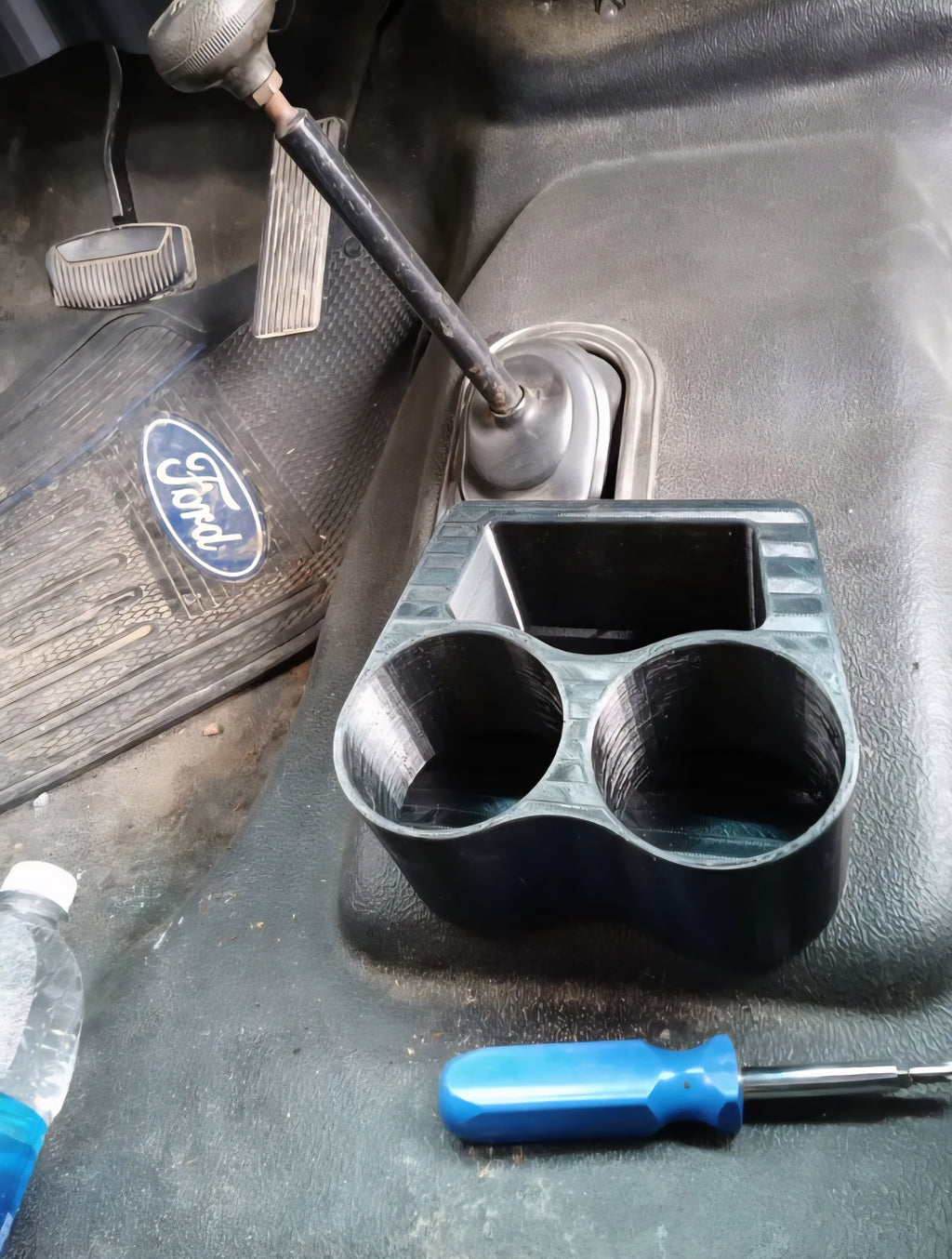Floor Mount Flatty Cup Holder for the 1973-1979 Dentside Ford Trucks and 1978-1979 Ford Bronco