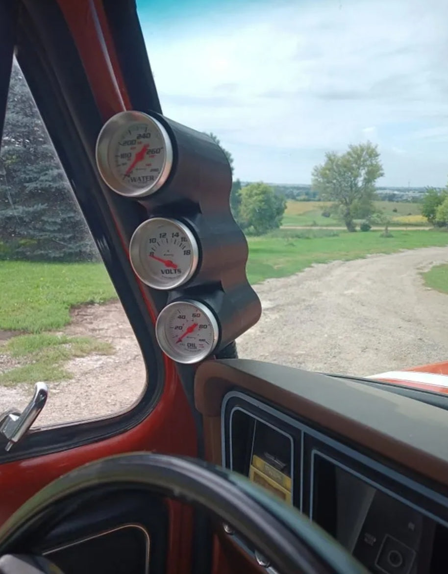 Triple Gauge Pillar Pod for 1967-1972 Bumpside/1973-1979 Dentside/1978-1979 Ford Bronco