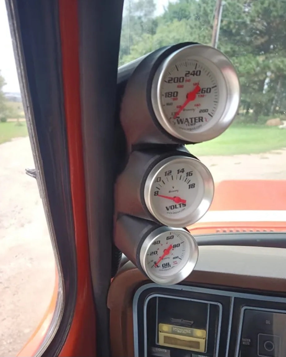 Triple Gauge Pillar Pod for 1967-1972 Bumpside/1973-1979 Dentside/1978-1979 Ford Bronco